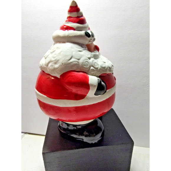 Santa Claus Ceramic Round 7.5 " tall Coin Bank Stopper included - Picture 4 of 8